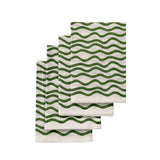 Olive green Wiggly stripe linen napkins (set of 4)