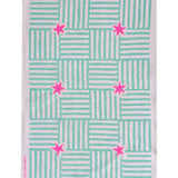 Aqua Capri linen tea towel (Natural and off-white)