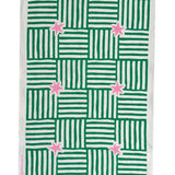 Green Capri linen tea towel (Natural and off-white)