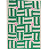 Green Capri linen tea towel (Natural and off-white)