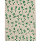 Green Poppies linen tea towel (Natural and off-white)