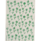 Green Poppies linen tea towel (Natural and off-white)