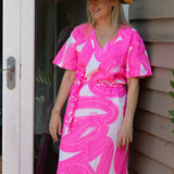 Highlighter pink Graffiti linen kaftan dress - Long or short