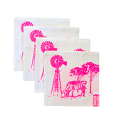 Highlighter pink Bush and the Big smoke linen napkins (set of 4)
