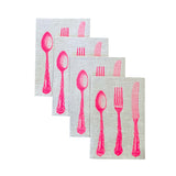 Neon pink Cutlery linen napkins (set of 4)