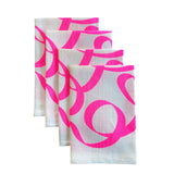 Highlighter pink Ribbon linen napkins (set of 4)