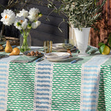 Green + Blue Barley Twist linen tablecloth