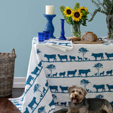 Navy Paddock linen tablecloth