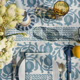 Blue Pomegranate linen tablecloth