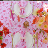 Red + pink Poppies linen napkins (set of 4)