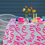 Highlighter pink Ribbon linen tablecloth