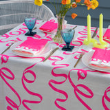 Highlighter pink Ribbon linen tablecloth