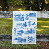 Blue Bush and the Big smoke linen tea towel (Natural and off-white)