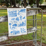 Blue Bush and the Big smoke linen tea towel (Natural and off-white)