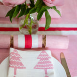 Dusty pink Christmas tree linen napkins (set of 4)