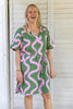 Green + highlighter pink linen kaftan dress - (Long or Short)