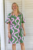 Green + highlighter pink linen kaftan dress - (Long or Short)