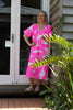 Highlighter pink Graffiti linen kaftan dress - Long or short