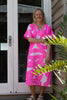 Highlighter pink Graffiti linen kaftan dress - Long or short