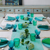 Aqua Colourblock linen tablecloth