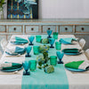 Aqua Colourblock linen tablecloth