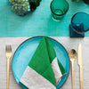 Aqua Colourblock linen tablecloth