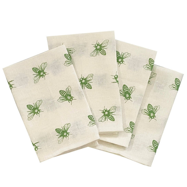 Green Bee linen napkins (set of 4)