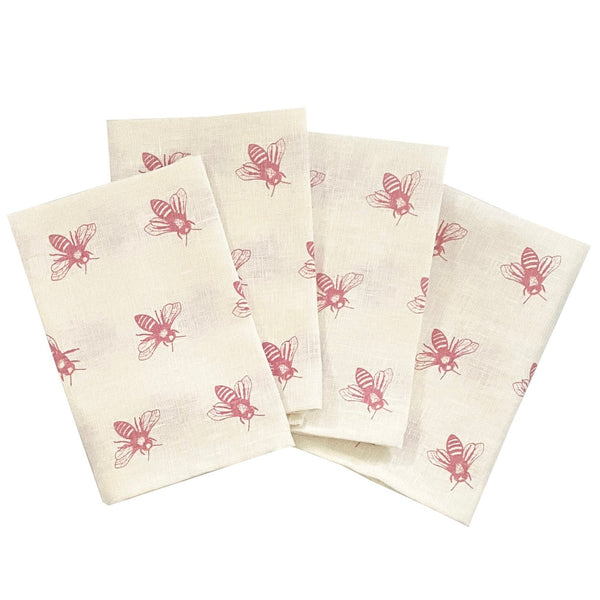 Pink Bee linen napkins (set of 4)