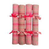 Christmas Bonbons Pink Tuxedo stripe linen (set of 4)