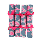 Highlighter pink + Blue Poppies Christmas bonbons (set of 4)