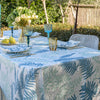 Blue Botanical linen tablecloth