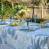 Blue Botanical linen tablecloth