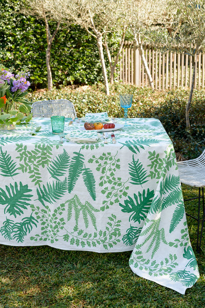 Green Botanical linen tablecloth