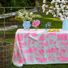 Highlighter pink Bush and the Big smoke linen tablecloth