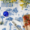 Blue Bush and the Big smoke linen tablecloth