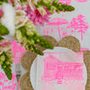 Highlighter pink Bush and the Big smoke linen tablecloth