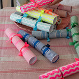 Christmas Bonbons Pink Tuxedo stripe linen (set of 4)