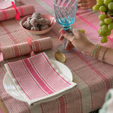 Christmas Bonbons Pink Tuxedo stripe linen (set of 4)