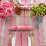 Christmas Bonbons Pink Tuxedo stripe linen (set of 4)