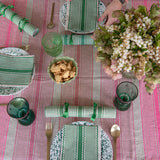 Christmas Bonbons Green Tuxedo stripe linen (set of 4)