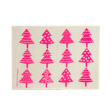 Highlighter pink Christmas tree linen placemats (set of 4)