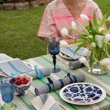 Christmas Bonbons Blue Tuxedo stripe linen (set of 4)