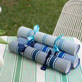 Christmas Bonbons Blue Tuxedo stripe linen (set of 4)