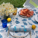 Christmas Bonbons Blue Tuxedo stripe linen (set of 4)