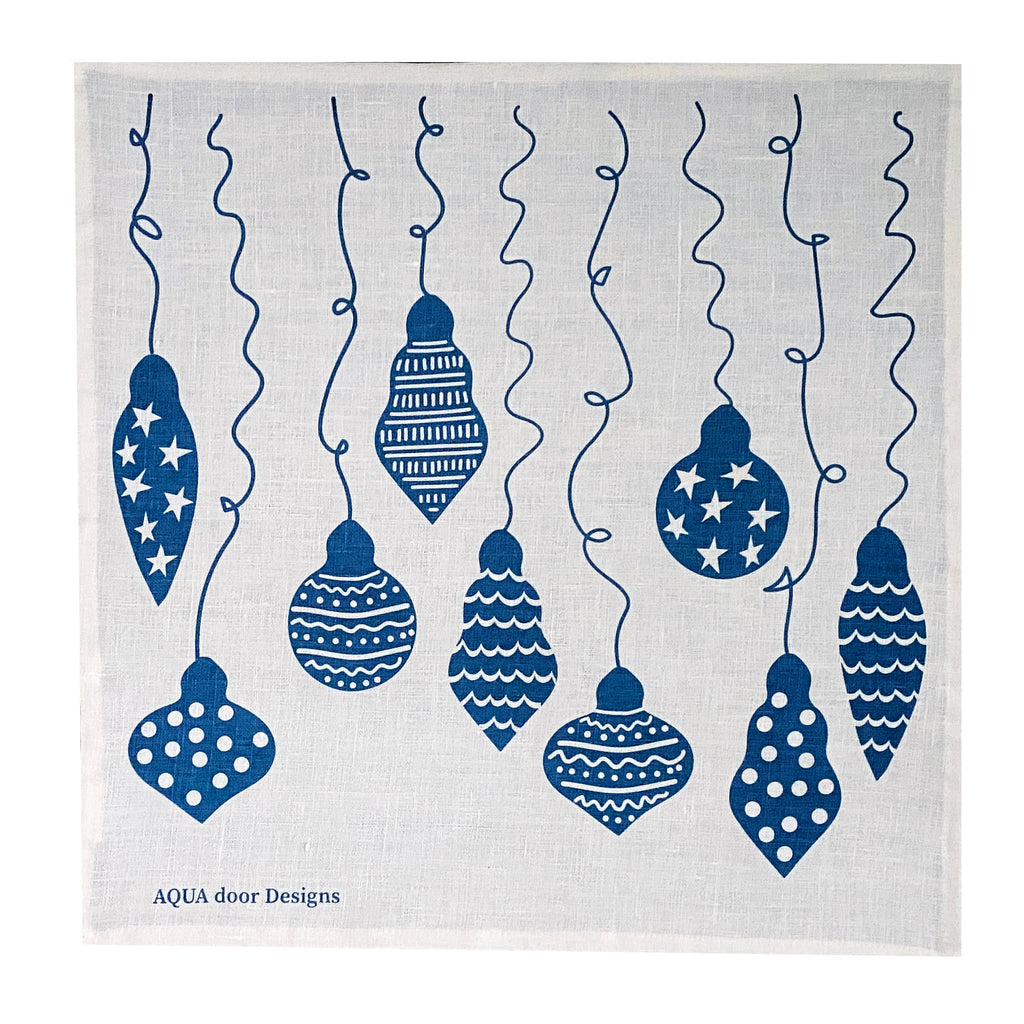 Navy Christmas bauble linen napkins (set of 4)