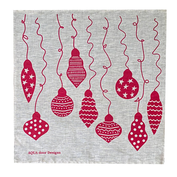 Red Christmas bauble linen napkins (set of 4)