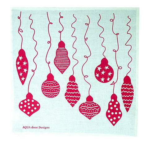 Red Christmas bauble linen napkins (set of 4)