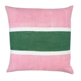 Racing Stripe cushion - Pink + olive green 50cm