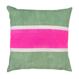 Racing Stripe cushion - Spring green + highlighter pink 50cm