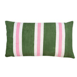 Sailing stripe Cushion - Olive green + pink